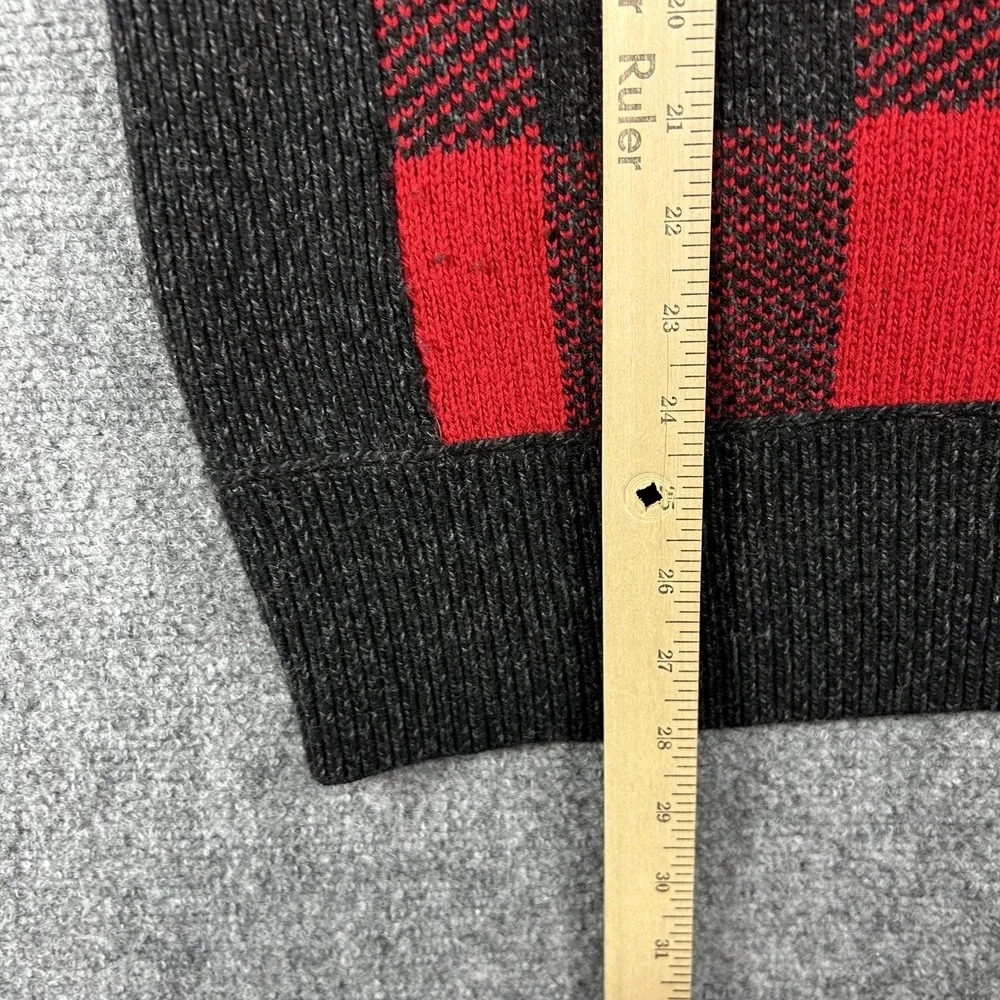 Banana Republic Cardigan Sweater Mens Medium Red‎ Plaid Shawl Collar Flipucci